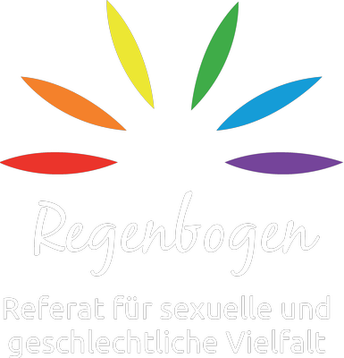 Logo des Regenbogen-Referats - weißer Text