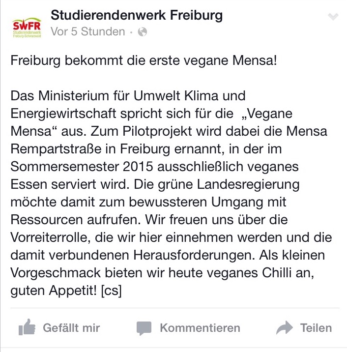 StuRa begrüßt vegane Mensa Repartstraße