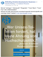 Studierendenrat distanziert sich von trans*- und inter*phobem Facebookpost